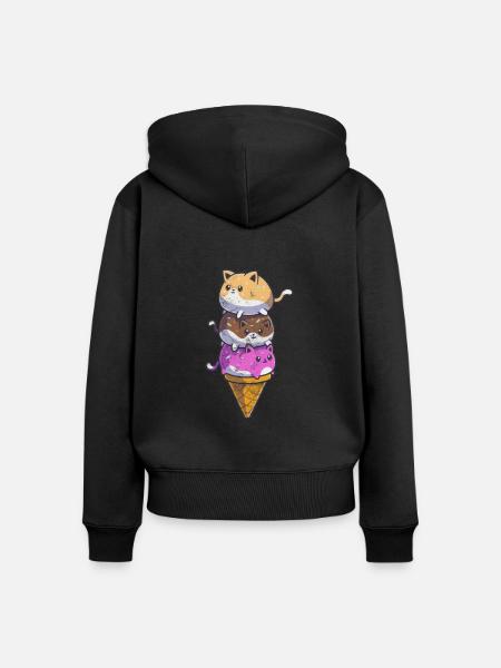Eiscreme - Frauen Premium Bio Zip Hoodie - Schwarz