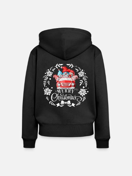 Merry Christmas Weihnachtsgnom - Frauen Premium Bio Zip Hoodie - Schwarz