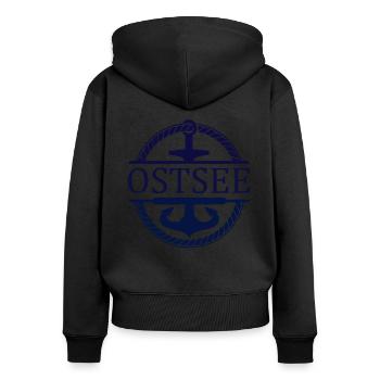 Schiff Anker Ostsee - Frauen Premium Bio Zip Hoodie - Schwarz - Hinten - Julia (174cm)