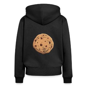 Schokolade - Frauen Premium Bio Zip Hoodie - Schwarz - Hinten - Julia (174cm)