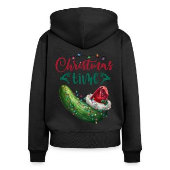 Merry Christmas Funny Christmas Cucumber - Women's Premium Organic Zip Hoodie - black - Back - Julia (174cm)