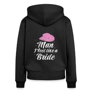 Cowboy - Frauen Premium Bio Zip Hoodie - Schwarz - Hinten - Julia (174cm)