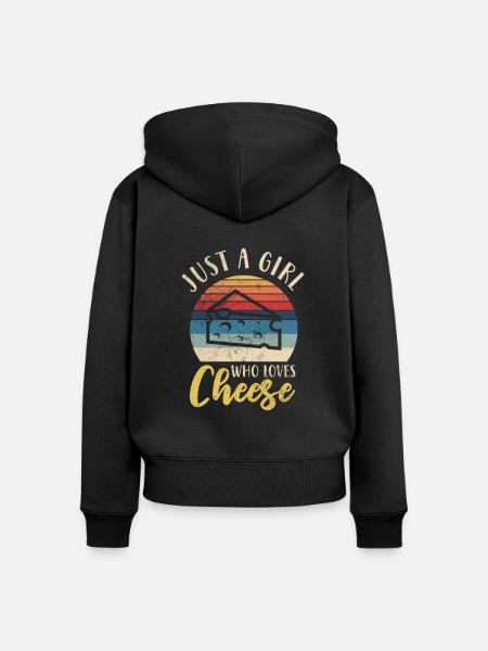 Käse - Frauen Premium Bio Zip Hoodie - Schwarz