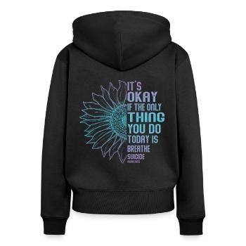 Krieger Für Geistige Gesundheit Lila Und Türkis - Frauen Premium Bio Zip Hoodie - Schwarz - Hinten - Julia (174cm)