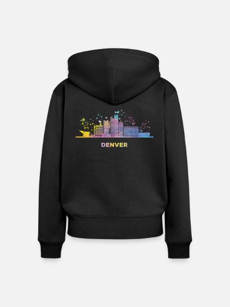 Denverites Skyline Denver - Frauen Premium Bio Zip Hoodie - Schwarz