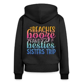 Plages, boissons alcoolisées et voyages des meilleures amies - Sweat à capuche zippé Premium bio Femme - noir - Dos - Julia (174cm)