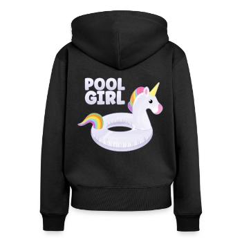 Piscine Fille Licorne Floatie Piscine - Sweat à capuche zippé Premium bio Femme - noir - Dos - Julia (174cm)