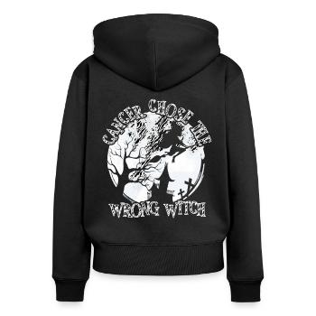 Krebs Hexe Zebra Neuroendokriner Krebs - Frauen Premium Bio Zip Hoodie - Schwarz - Hinten - Julia (174cm)