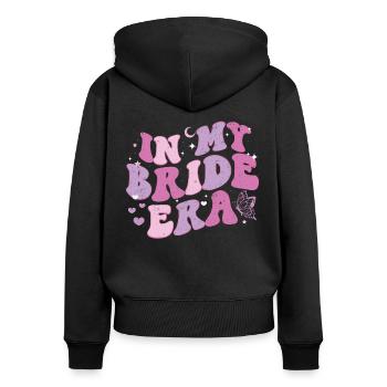 Junggesellin - Frauen Premium Bio Zip Hoodie - Schwarz - Hinten - Julia (174cm)