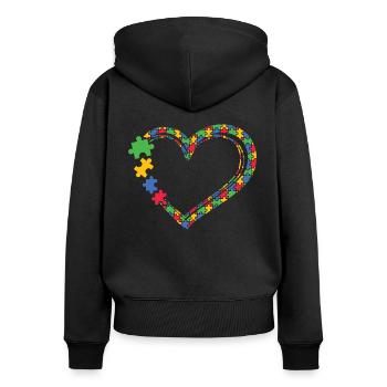 Autismus Awareness Day Autist Geschenk - Frauen Premium Bio Zip Hoodie - Schwarz - Hinten - Julia (174cm)