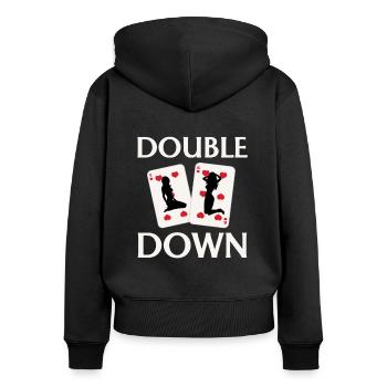 Black Jack - Frauen Premium Bio Zip Hoodie - Schwarz - Hinten - Julia (174cm)