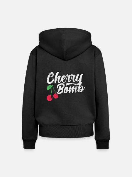 Kirsche - Frauen Premium Bio Zip Hoodie - Schwarz
