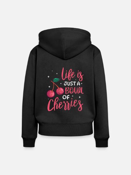 Kirsche - Frauen Premium Bio Zip Hoodie - Schwarz