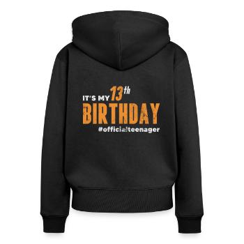 Adolescent - Sweat à capuche zippé Premium bio Femme - noir - Dos - Julia (174cm)