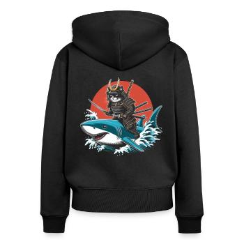 Cadeau de guerrier de combat à l’épée Samouraï Ronin - Sweat à capuche zippé Premium bio Femme - noir - Dos - Julia (174cm)