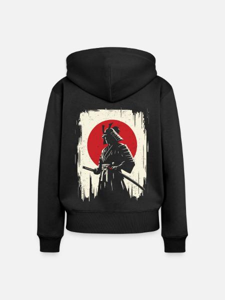 Samurai - Frauen Premium Bio Zip Hoodie - Schwarz