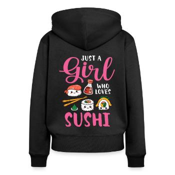 Sushi Essen Japan Nigiri Geschenk - Frauen Premium Bio Zip Hoodie - Schwarz - Hinten - Julia (174cm)