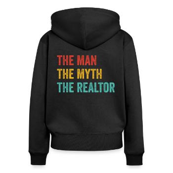 Agent immobilier - Sweat à capuche zippé Premium bio Femme - noir - Dos - Julia (174cm)