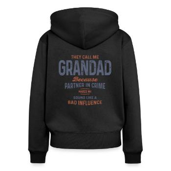 Opa Partner in Crime und stolz darauf - Opa - Frauen Premium Bio Zip Hoodie - Schwarz - Hinten - Julia (174cm)