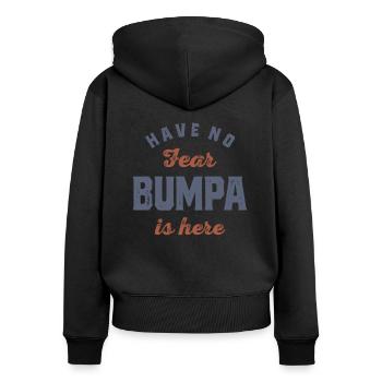 Keine Angst, Bumpa ist da - Großelterntag - Frauen Premium Bio Zip Hoodie - Schwarz - Hinten - Julia (174cm)
