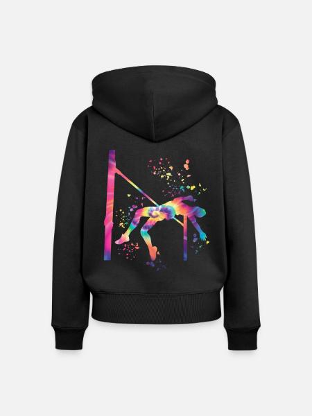 Hochspringer Wasserfarben Hochsprung - Frauen Premium Bio Zip Hoodie - Schwarz