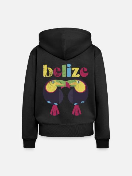 Belize - Frauen Premium Bio Zip Hoodie - Schwarz