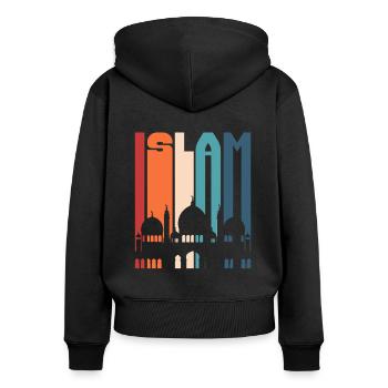 Muslim Islam Allah Ramadan Kareem Gift - Women's Premium Organic Zip Hoodie - black - Back - Julia (174cm)