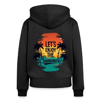 Lets Enjoy the Summer with Palm Trees - Frauen Premium Bio Zip Hoodie - Schwarz - Hinten - Julia (174cm)