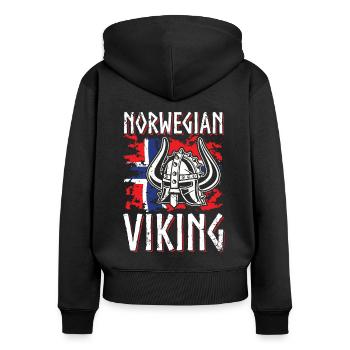 Norvège Viking Norman normands Guerriers - Sweat à capuche zippé Premium bio Femme - noir - Dos - Julia (174cm)
