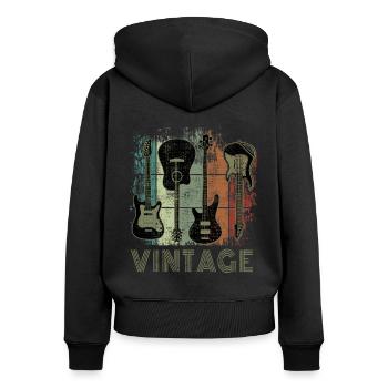 Vintage Gitarre für den Musiker und Gitarristen - Frauen Premium Bio Zip Hoodie - Schwarz - Hinten - Julia (174cm)