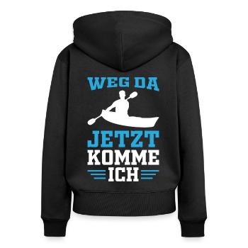 Kanu Kanusport Kanurennsport - Frauen Premium Bio Zip Hoodie - Schwarz - Hinten - Julia (174cm)
