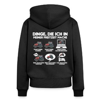 Traktor Trecker Bauer Freizeit Dinge als Landwirt - Frauen Premium Bio Zip Hoodie - Schwarz - Hinten - Julia (174cm)