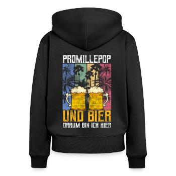 Promillepop Malle Party auf Mallorca - Frauen Premium Bio Zip Hoodie - Schwarz - Hinten - Julia (174cm)