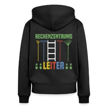 Rechenzentrumsleiter Rechen & Leiter Garten - Frauen Premium Bio Zip Hoodie - Schwarz - Hinten - Julia (174cm)
