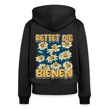Rettet die Bienen Imker süßes Biene und Bienen - Frauen Premium Bio Zip Hoodie - Schwarz - Hinten - Julia (174cm)
