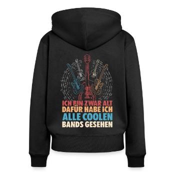 Rocker und Gitarrenliebhaber alle coolen Rockbands - Frauen Premium Bio Zip Hoodie - Schwarz - Hinten - Julia (174cm)