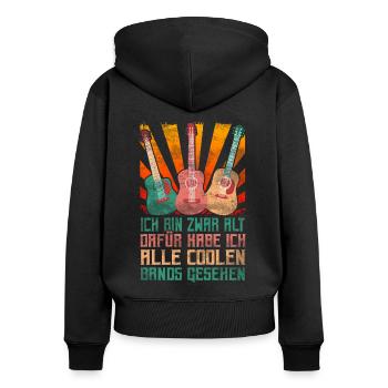 Rocker und Gitarrenliebhaber alle coolen Rockbands - Frauen Premium Bio Zip Hoodie - Schwarz - Hinten - Julia (174cm)