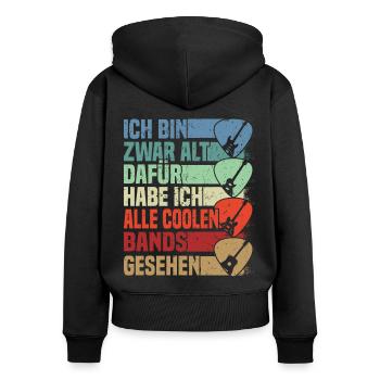 Rocker und Gitarrenliebhaber alle coolen Rockbands - Frauen Premium Bio Zip Hoodie - Schwarz - Hinten - Julia (174cm)