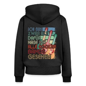 Rocker und Gitarrenliebhaber alle coolen Rockbands - Frauen Premium Bio Zip Hoodie - Schwarz - Hinten - Julia (174cm)