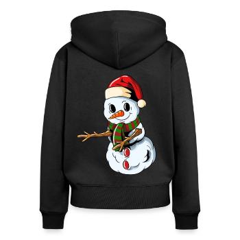 Bonhomme de neige Casquette de Noël Floss Danse Noël - Sweat à capuche zippé Premium bio Femme - noir - Dos - Julia (174cm)