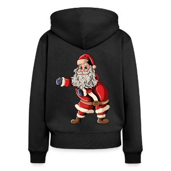 Père Noël Casquette de Noël Soie dentaire Noël - Sweat à capuche zippé Premium bio Femme - noir - Dos - Julia (174cm)