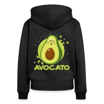 Avocato Mix aus Avocado und Katze für Vegetarier - Frauen Premium Bio Zip Hoodie - Schwarz - Hinten - Julia (174cm)