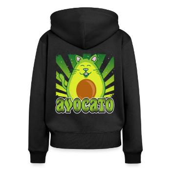 Avocato Mix aus Avocado und Katze für Vegetarier - Frauen Premium Bio Zip Hoodie - Schwarz - Hinten - Julia (174cm)