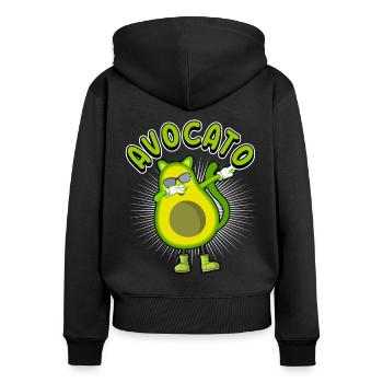 Avocato Mix aus Avocado und Katze für Vegetarier - Frauen Premium Bio Zip Hoodie - Schwarz - Hinten - Julia (174cm)