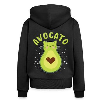 Avocato Mix aus Avocado und Katze für Vegetarier - Frauen Premium Bio Zip Hoodie - Schwarz - Hinten - Julia (174cm)