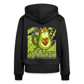 Avocato Mix aus Avocado und Katze für Vegetarier - Frauen Premium Bio Zip Hoodie - Schwarz - Hinten - Julia (174cm)