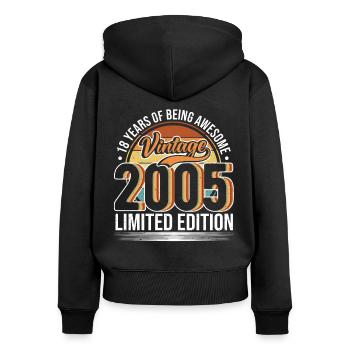 18 ans Millésime 2005 Edition Limitée 18. - Sweat à capuche zippé Premium bio Femme - noir - Dos - Julia (174cm)