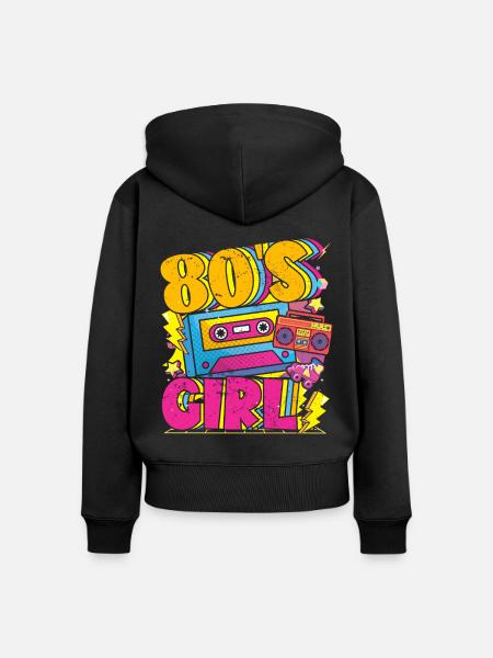 Frauen 80s girl 80er Themen Party Vintage 1980er - Frauen Premium Bio Zip Hoodie - Schwarz