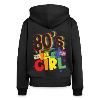 Frauen 80s girl 80er Themen Party Vintage 1980er - Frauen Premium Bio Zip Hoodie - Schwarz - Hinten - Julia (174cm)