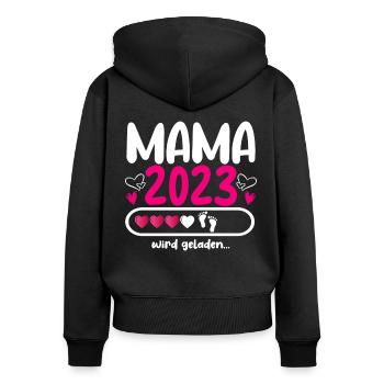 Mama 2023 Mutter werden in Schwangerschaft Baby - Frauen Premium Bio Zip Hoodie - Schwarz - Hinten - Julia (174cm)